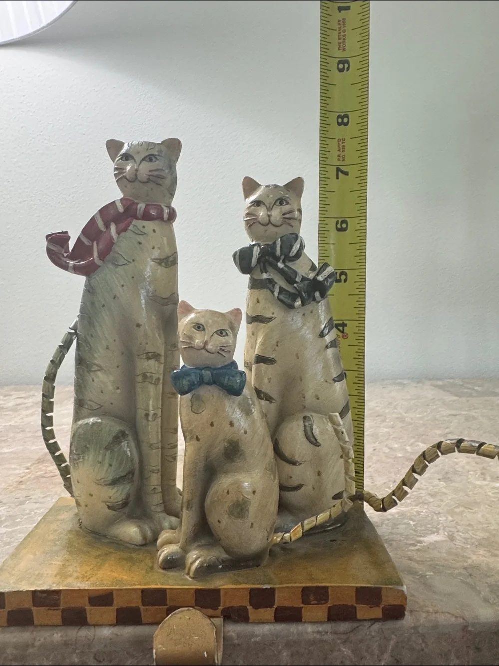 Vintage Whimsical cat trio stocking holder